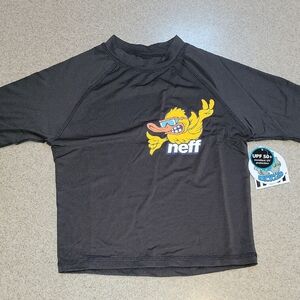 Neff Fired Up Duck Black Rashguard UPF 50 Size 8 New With Tags